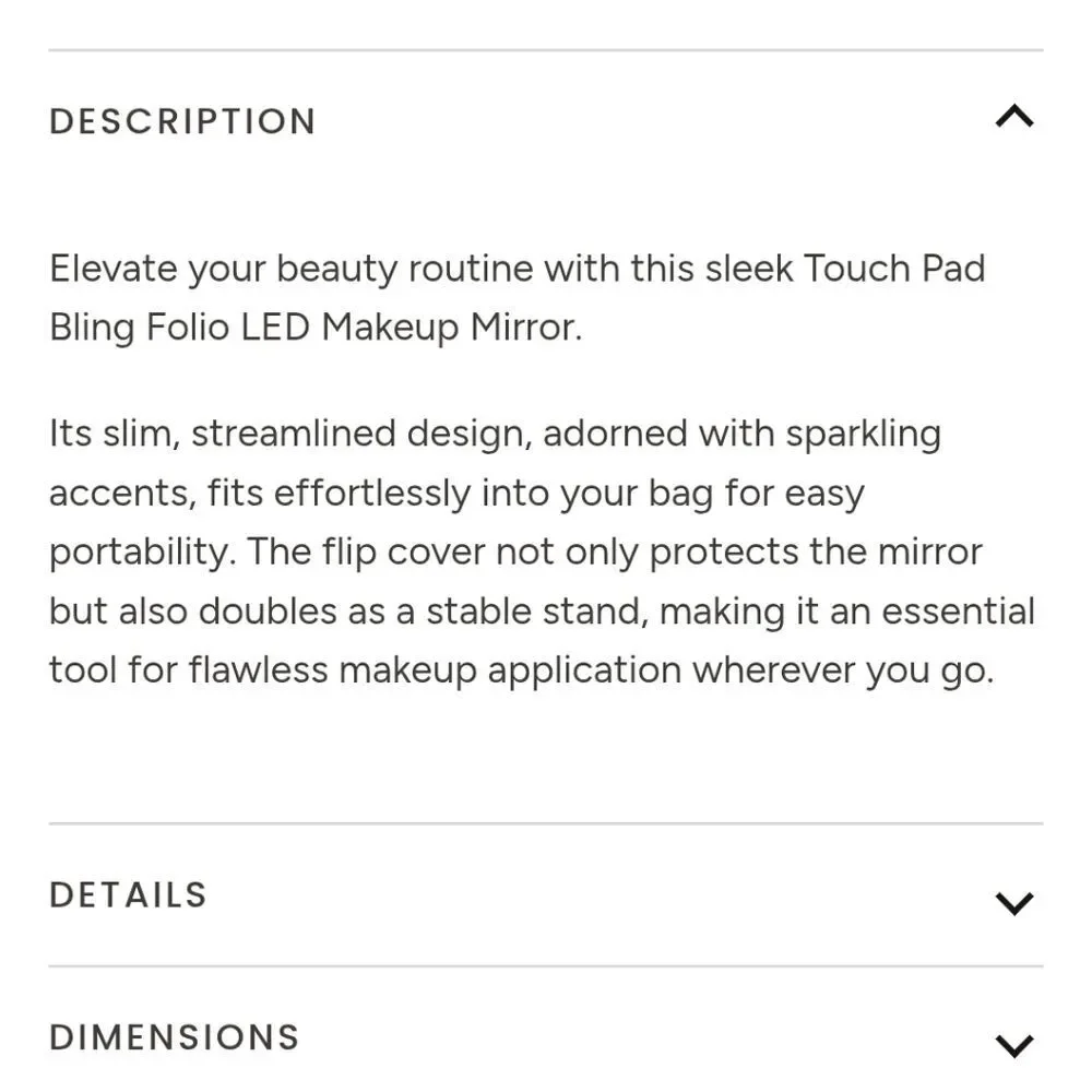Impressions Touch Tablet Bling Folio LED Makeup Mirror- Silver